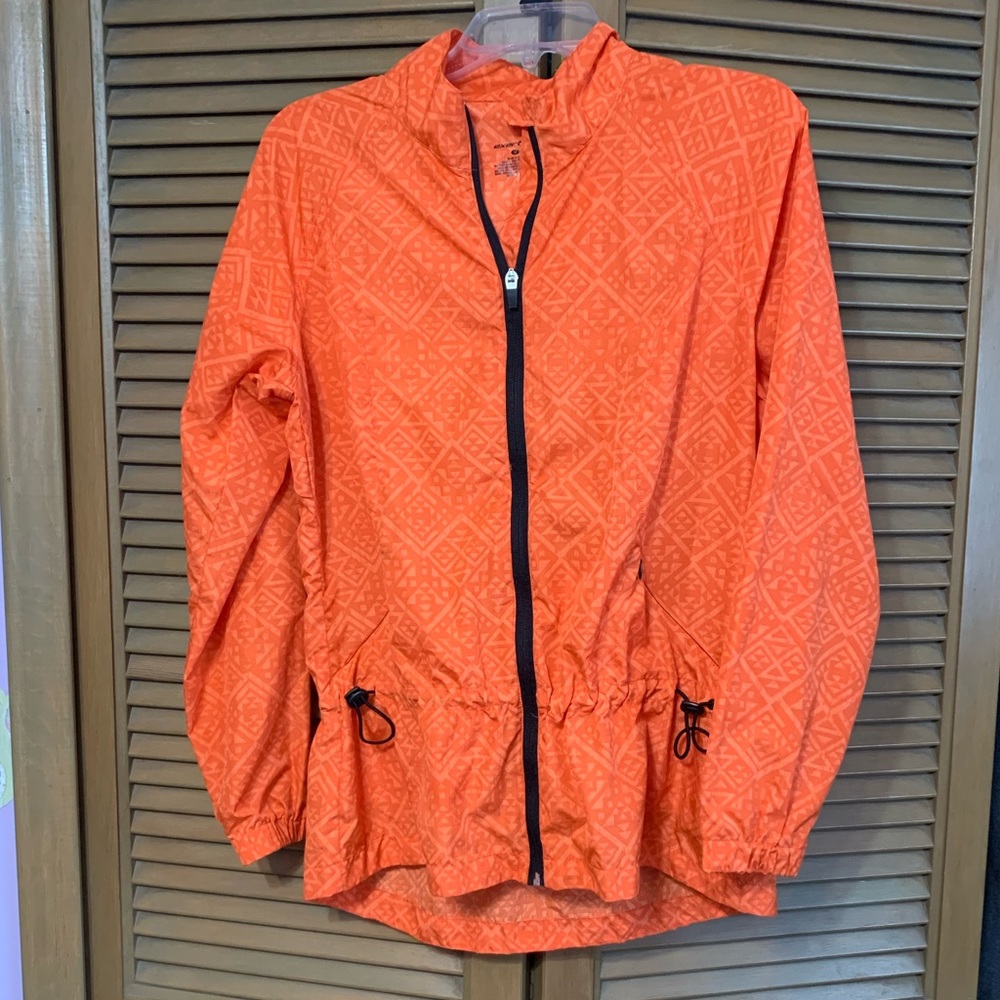 Orange Tribal Print Windbreaker Jacket (size: M)